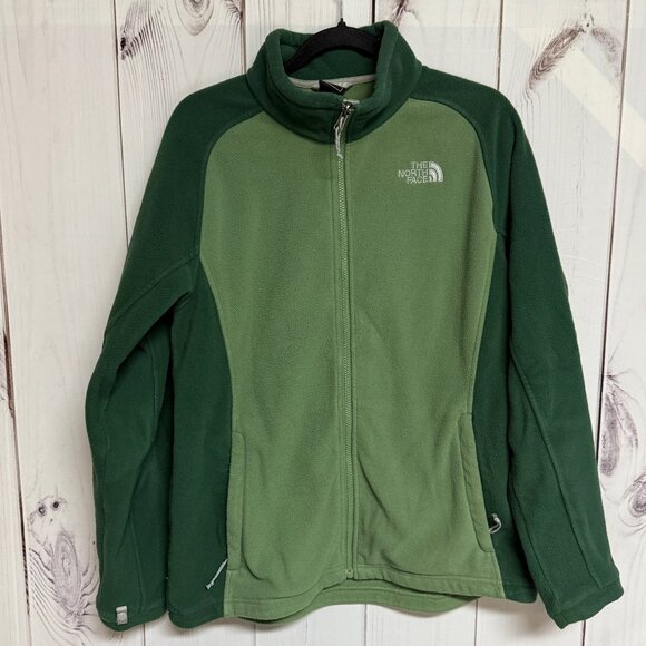 The North Face Women’s XL Two-Tone Fleece Jacket Green Full Zip 2009 EUC - Picture 1 of 10